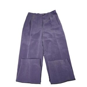 Travis Ayers Pants Womens 12 Purple‎ 100% Silk High Rise Pleated Front Pockets